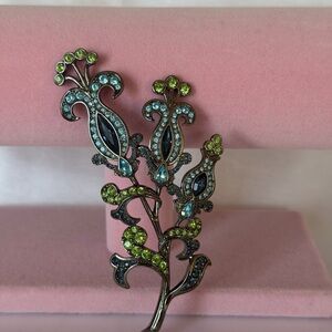 Rare Swarovski Signed Swan Multi Colored Floral Flower Bouquet Brooch Pin